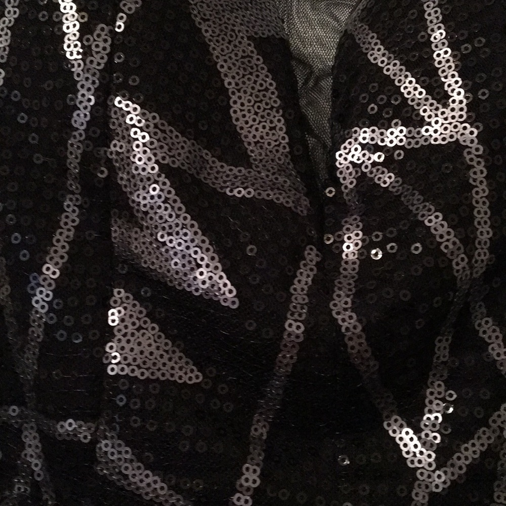 Black and silver sequins strapless mini dress - Picture 2 of 4